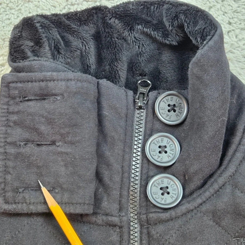 The North Face Quilted Jacket Womens S Quilted Fleece Lined Funnel Neck Black